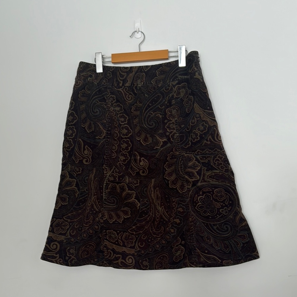 🎉 Vintage Harold’s Corduroy Paisley A-Line Skirt